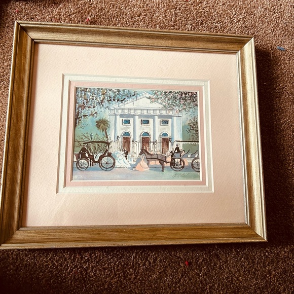 Framed Vintage Carriage Scene Art - Picture 1 of 6